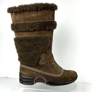 Sofft Size 8 Suede Brown Boots Pull On Mid-Calf‎ Cottagecore Elfin Fantasy LOTR